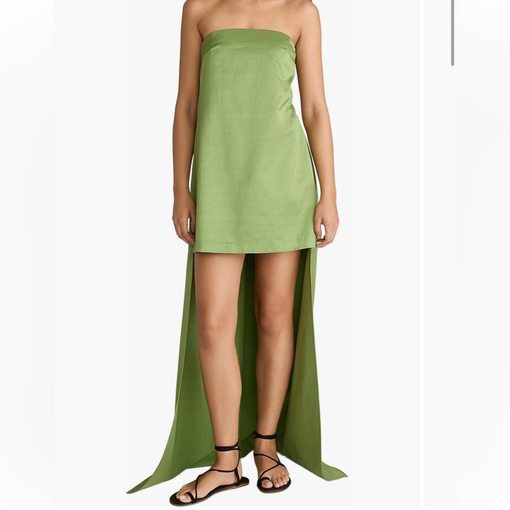 Rebecca Taylor Slub Sateen Mini Dress with Train